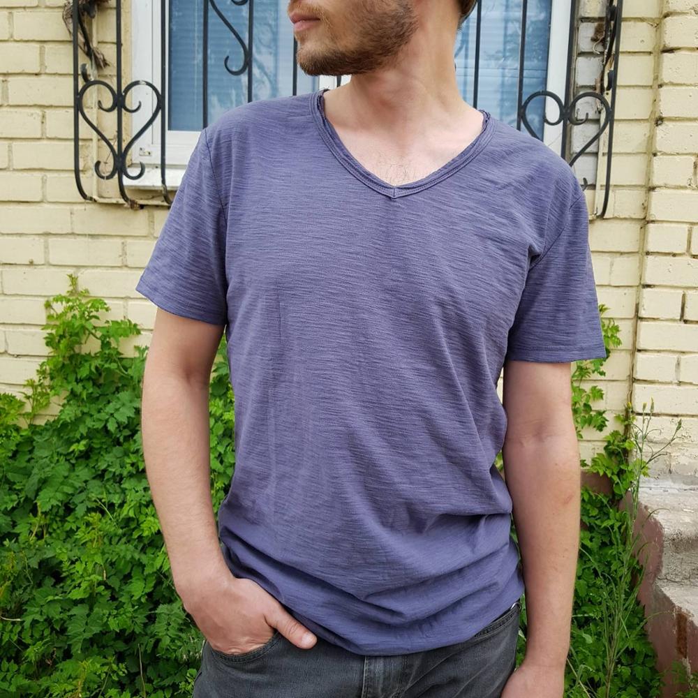 Men's Linen V Neck Short Sleeve Shirt Breathable Casual Top