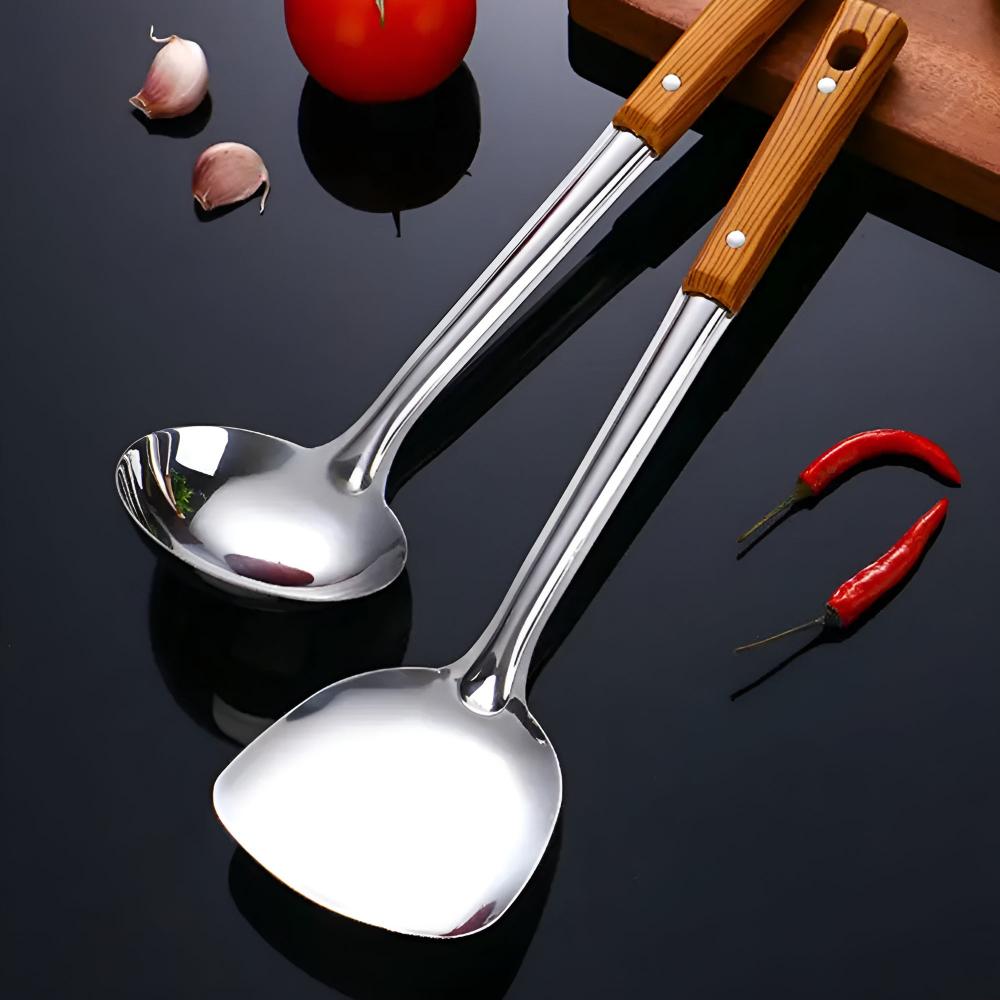 Chefévo – Luxury Kitchen Set of Stainless Steel with Wooden Grip