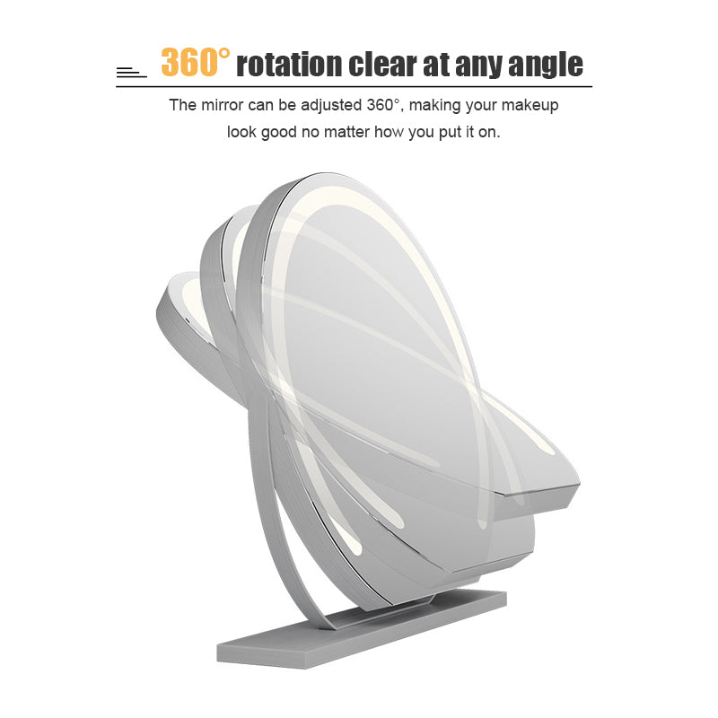 LumiReflect Pro – LED Desktop Vanity Mirror with Smart Touch Control & 360° Rotation