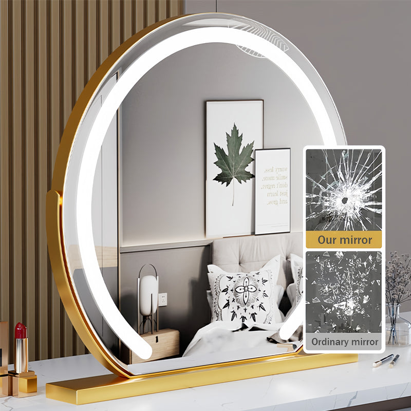 LumiReflect Pro – LED Desktop Vanity Mirror with Smart Touch Control & 360° Rotation