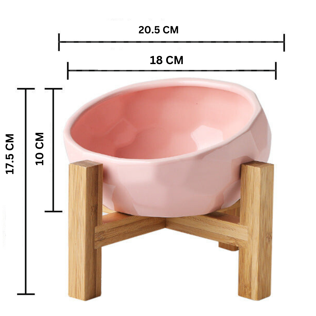 PawRise – Ergonomic Elevated Pet Food Bowl with Non-Slip Wooden Stand