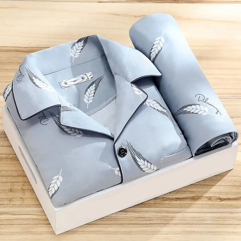 Men's Button-Up Pajama Set Breathable Sleepwear