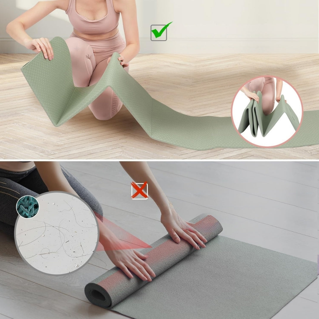Foldable Non-Slip Yoga Mat Compact Travel Exercise Mat
