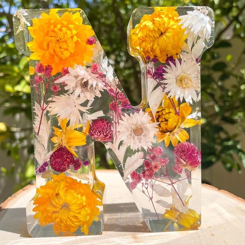 Personalized Letter Resin Flower LED Night Light