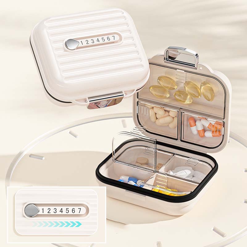 Portable 7-Compartment Travel Pill Organizer Box