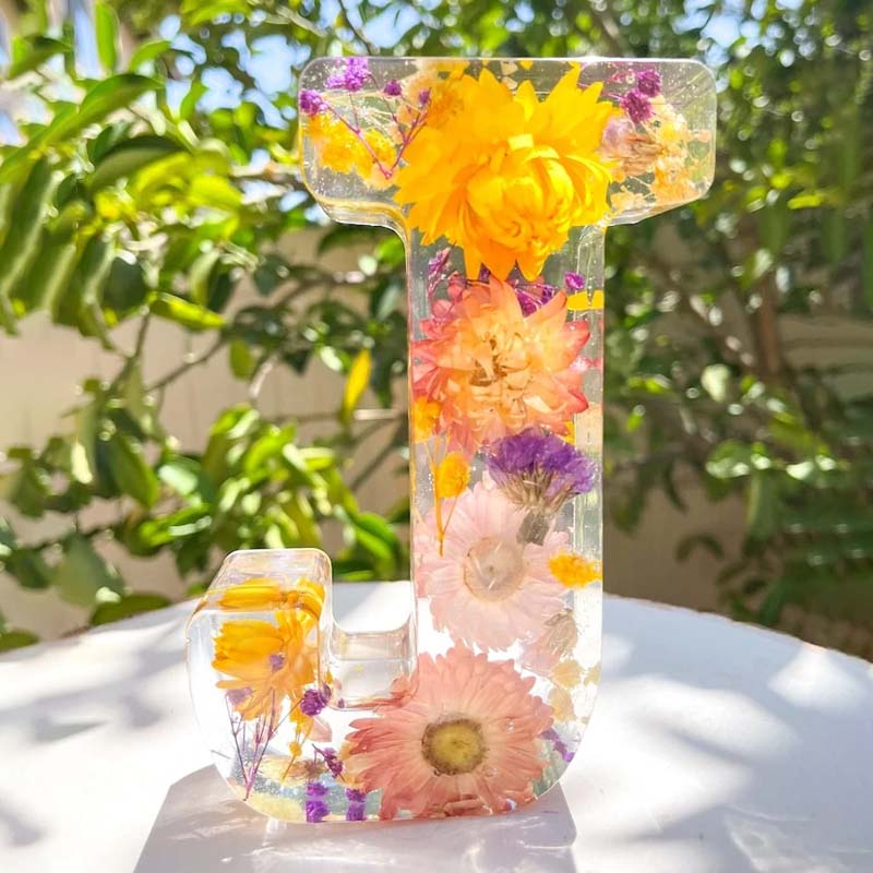 Personalized Letter Resin Flower LED Night Light