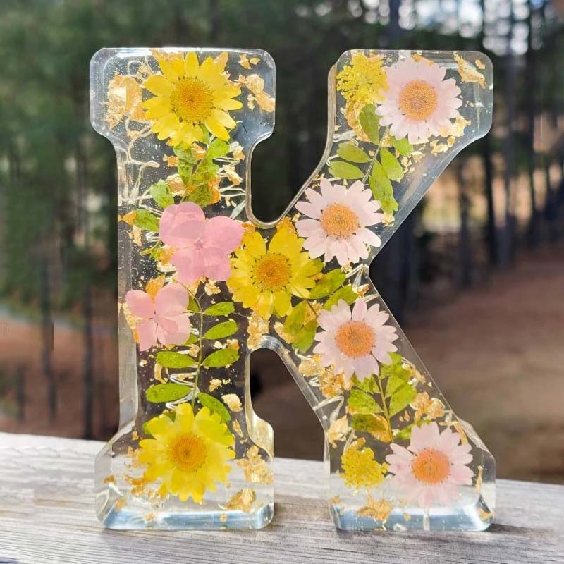 Personalized Letter Resin Flower LED Night Light