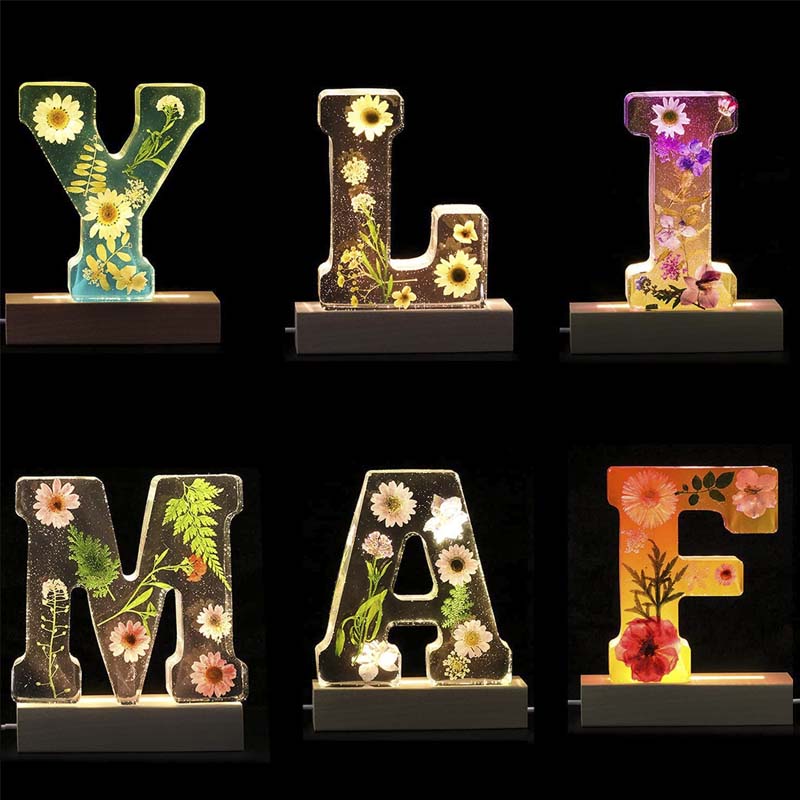 Personalized Letter Resin Flower LED Night Light