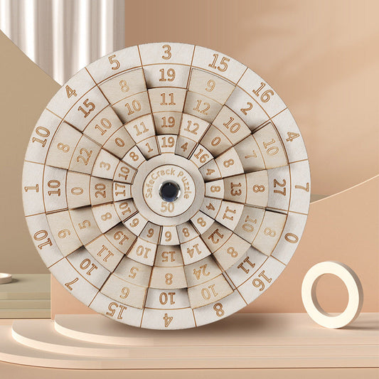 Precision Wooden Number Ring Puzzle – Rotating Logic Brain Teaser