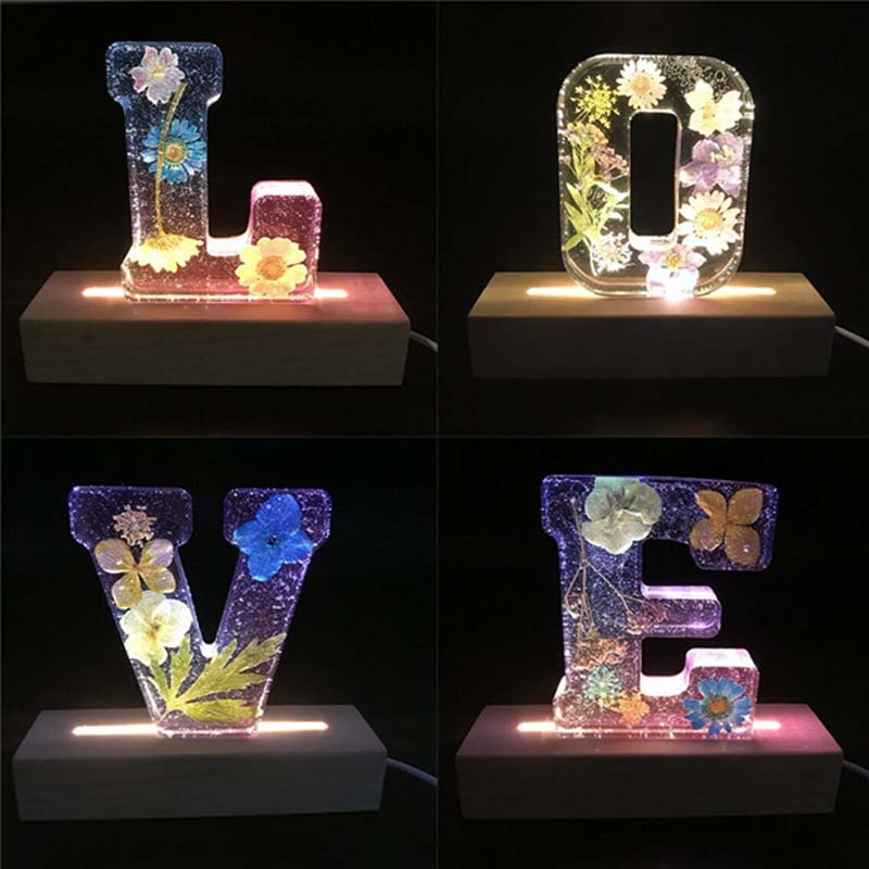Personalized Letter Resin Flower LED Night Light