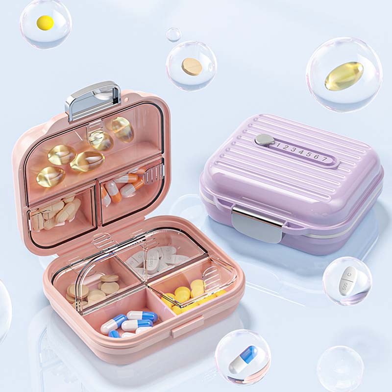 Portable 7-Compartment Travel Pill Organizer Box