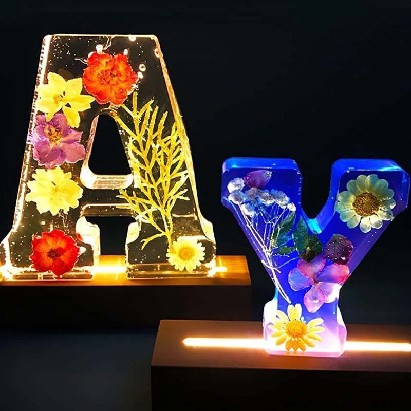 Personalized Letter Resin Flower LED Night Light