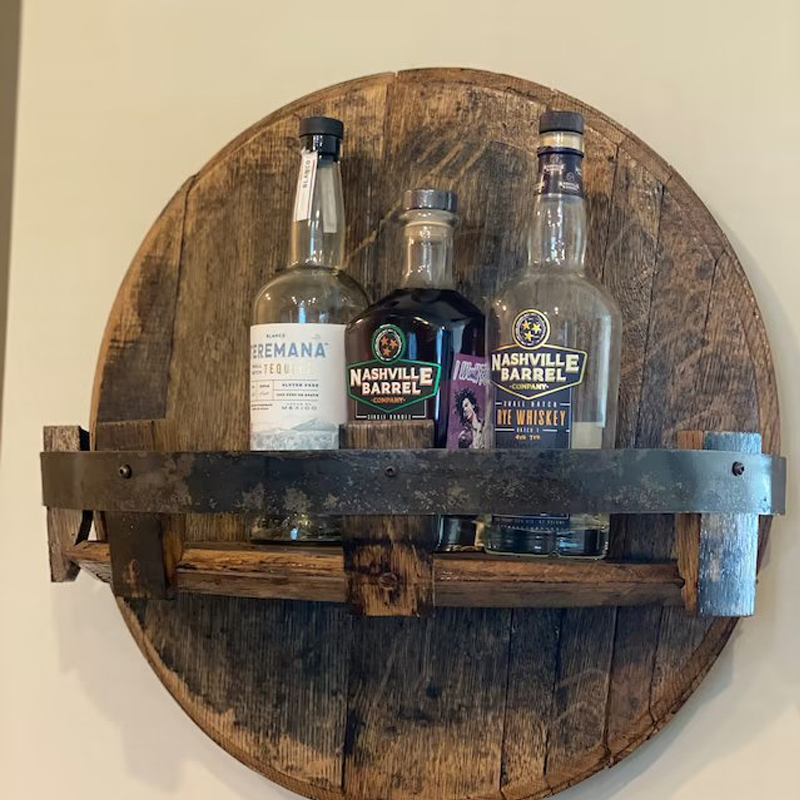 Rustic Barrel Style Wall Wine & Whiskey Bottle Rack