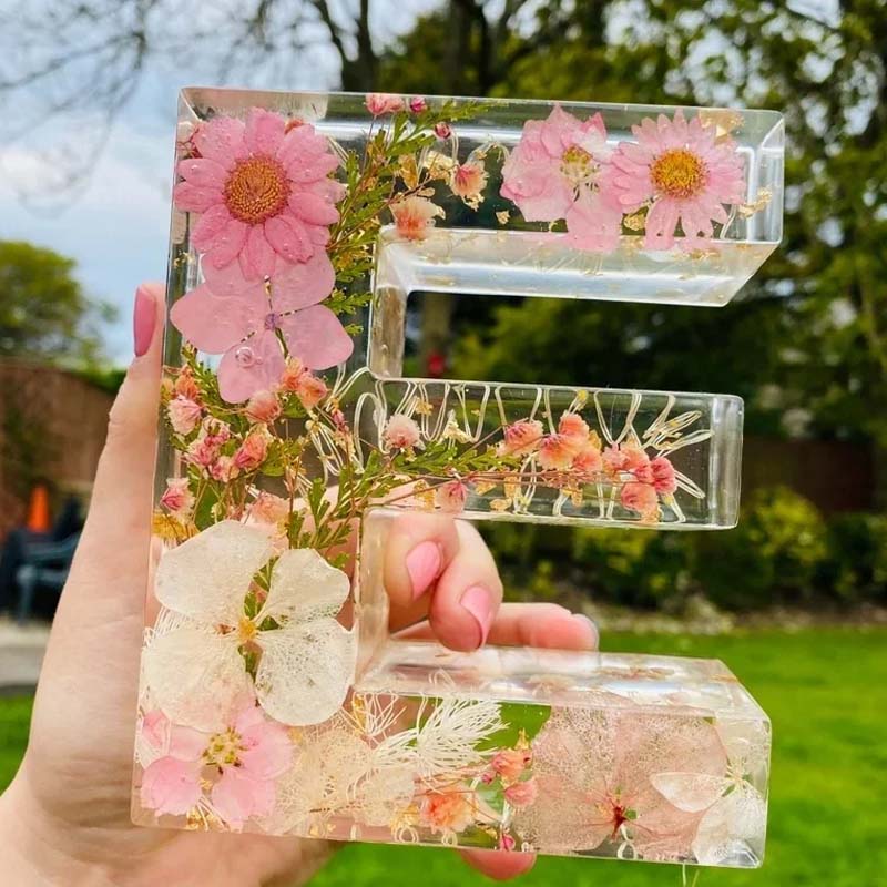 Personalized Letter Resin Flower LED Night Light