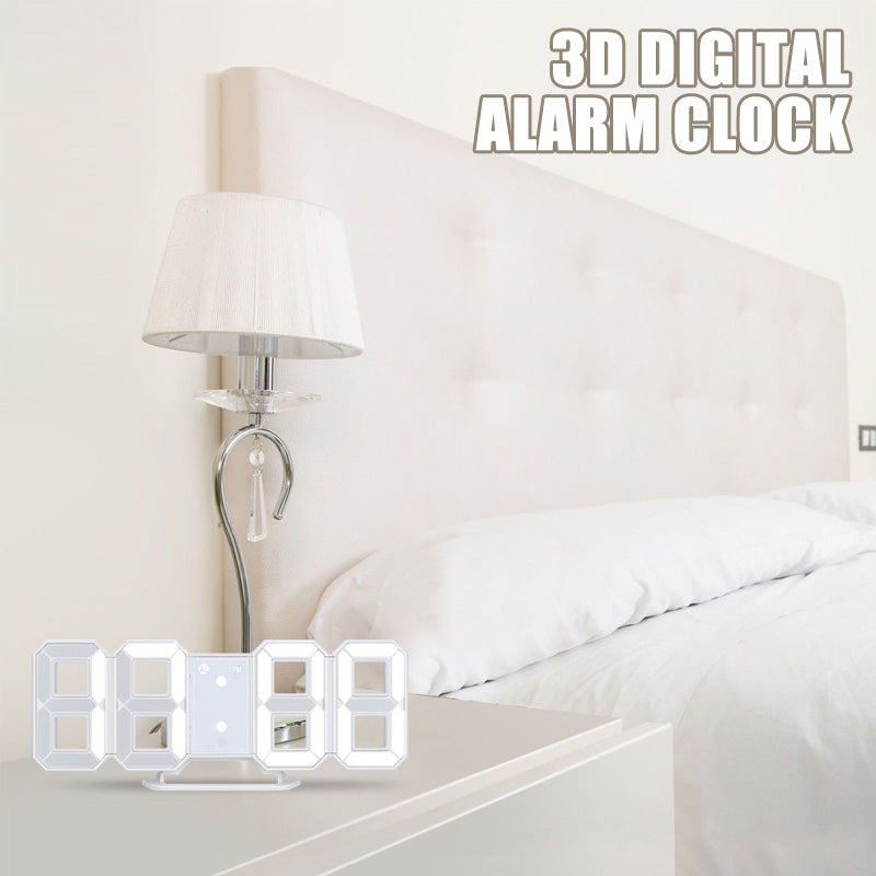 3D LED Digital Alarm Clock with Time Date Temperature Display