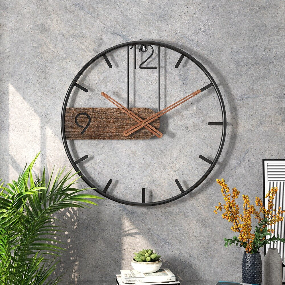 Woodline - Modern Wall Clock in Steel and Walnut