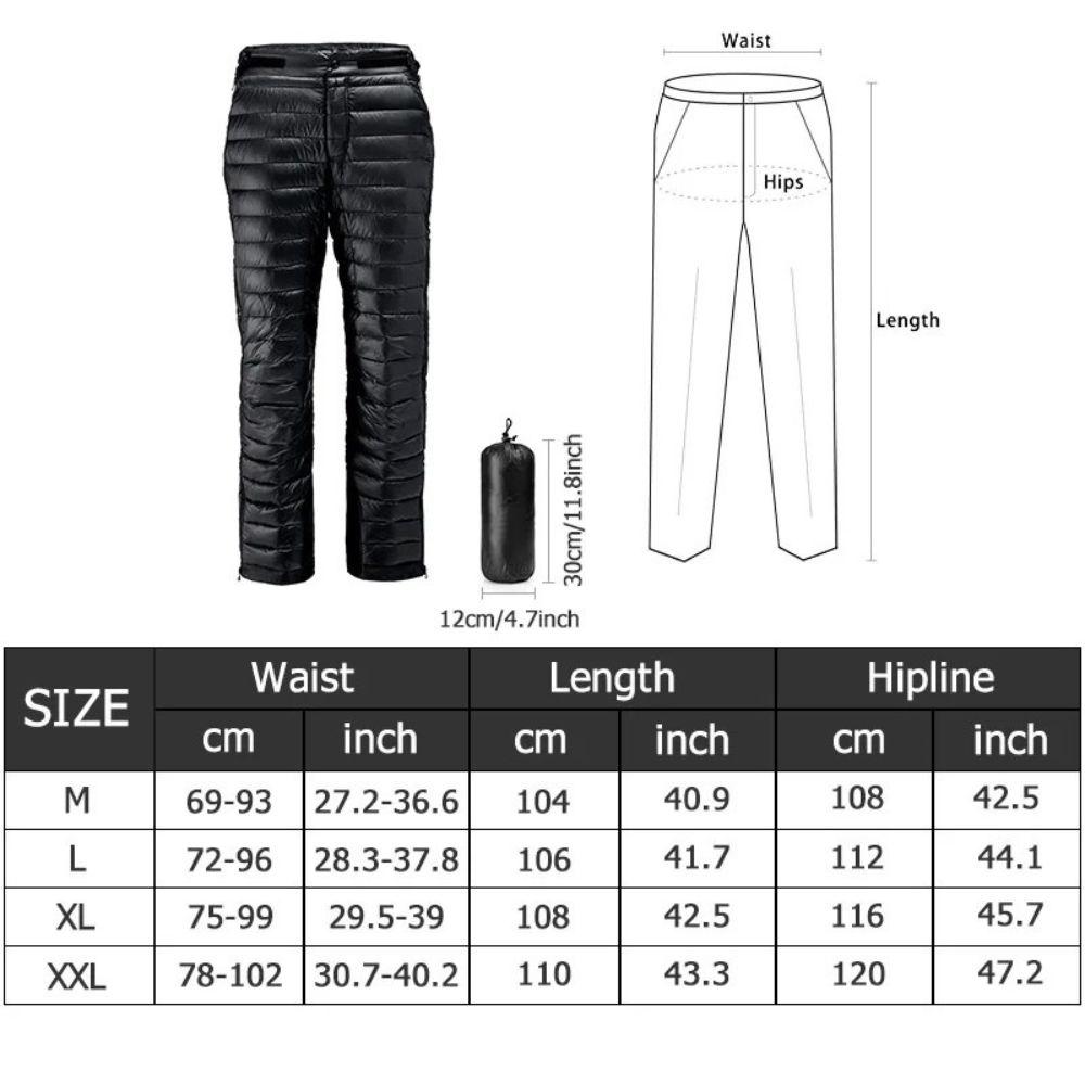 Outdoor Thermal Goose Down Pants – Full-Zip Insulated Winter Trousers