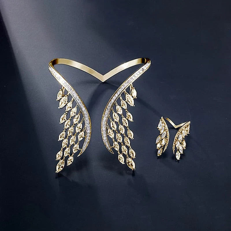 Angel Wing Ring and Bracelet Jewelry Set