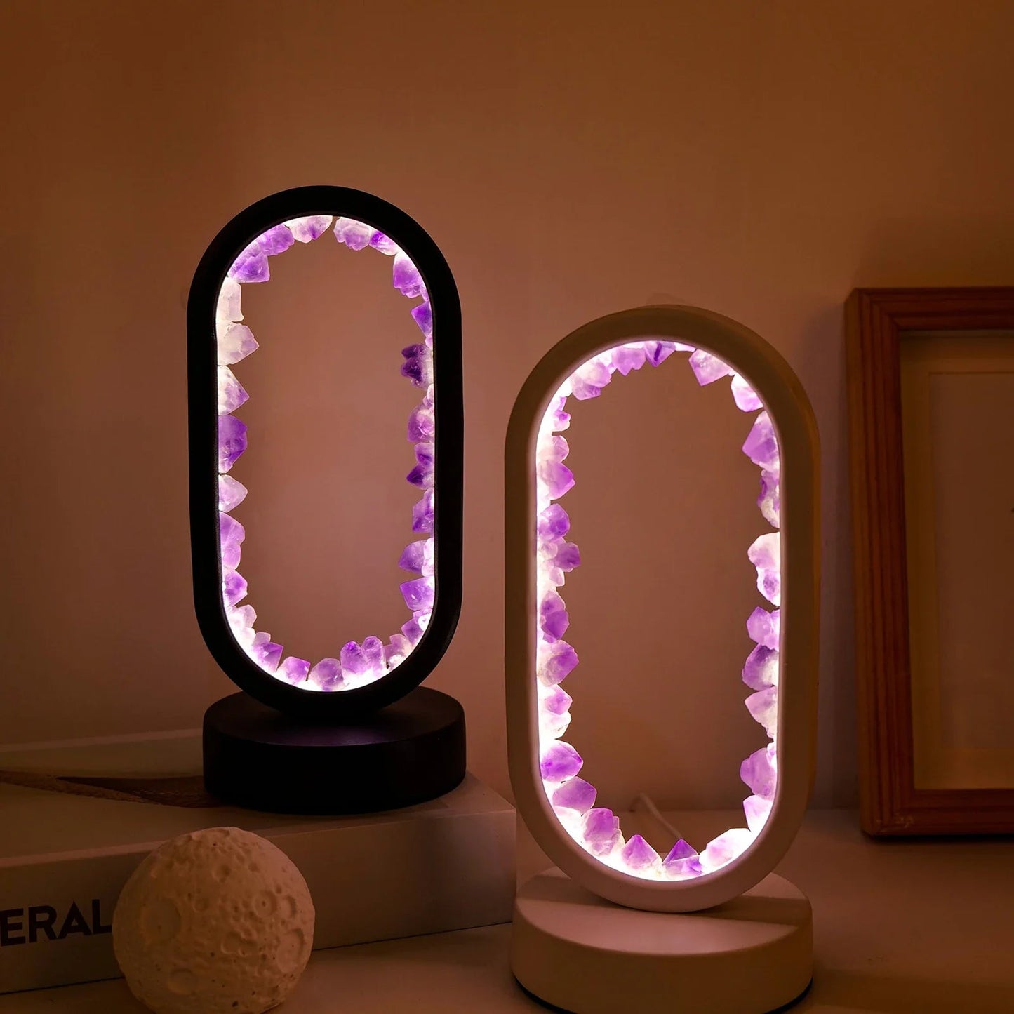 Natural Amethyst Crystal Ambient Table Lamp
