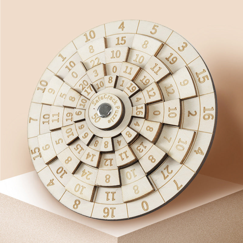 Precision Wooden Number Ring Puzzle – Rotating Logic Brain Teaser