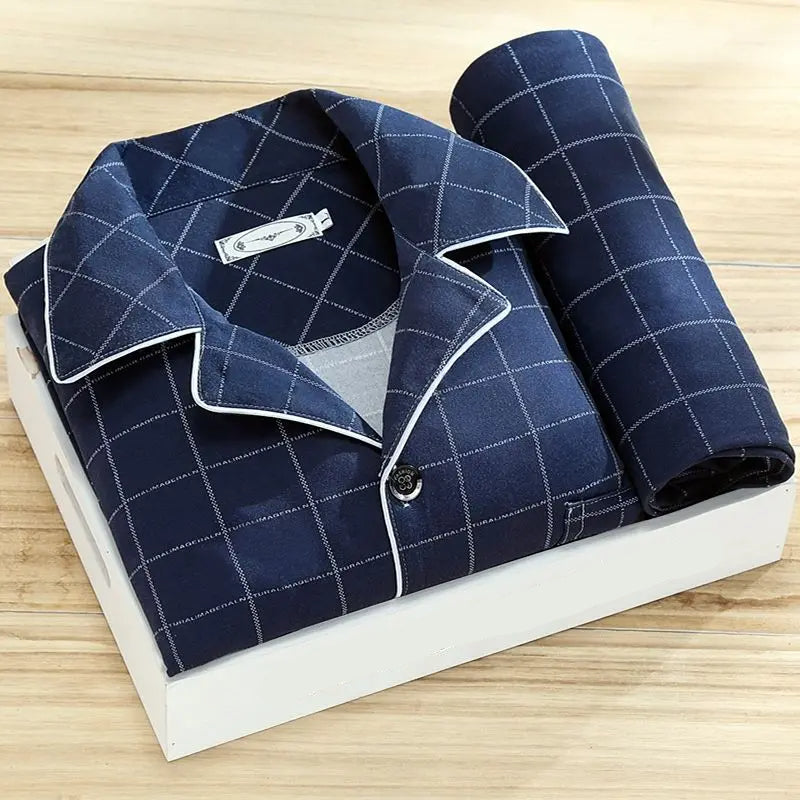 Men's Button-Up Pajama Set Breathable Sleepwear