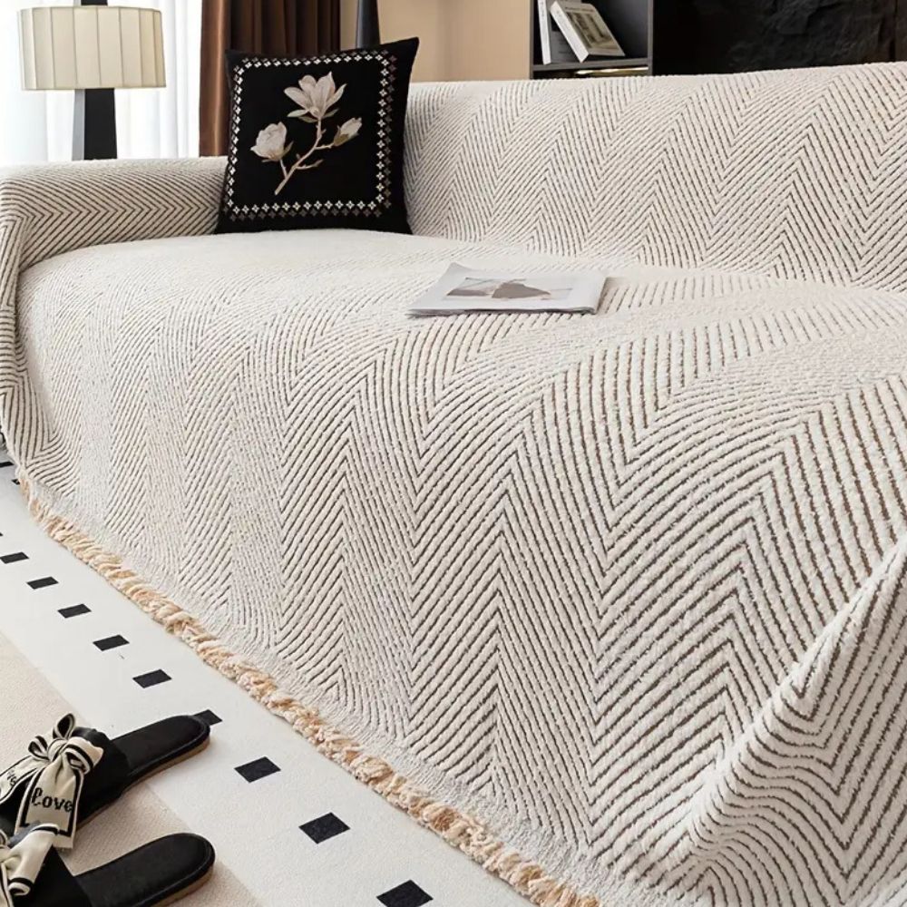 LumiWeave Herringbone Sofa Cover – Luxe Microfiber, Non-Slip & Washable