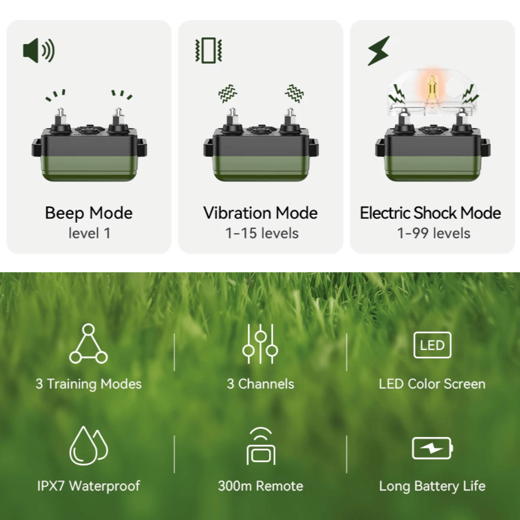 GripTrain™ 300m Smart Dog Training Collar with LCD Remote Control