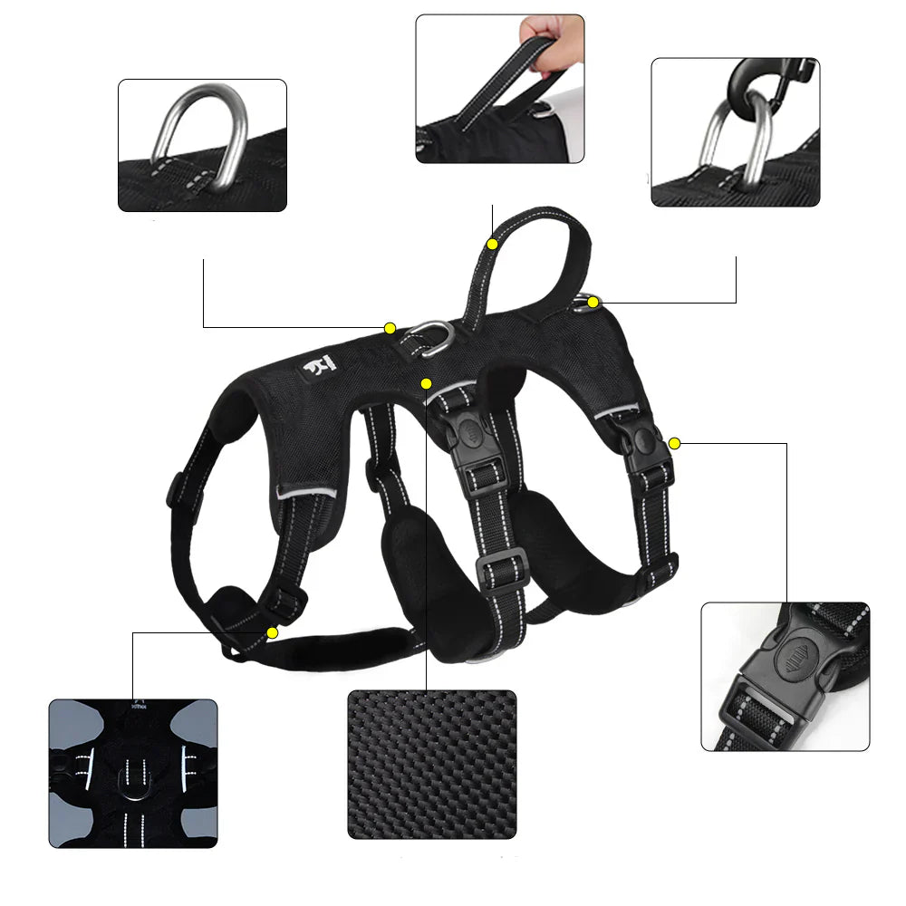 GripGuard Comfort – Reflective Anti-Pull Dog Harness with Secure Handle