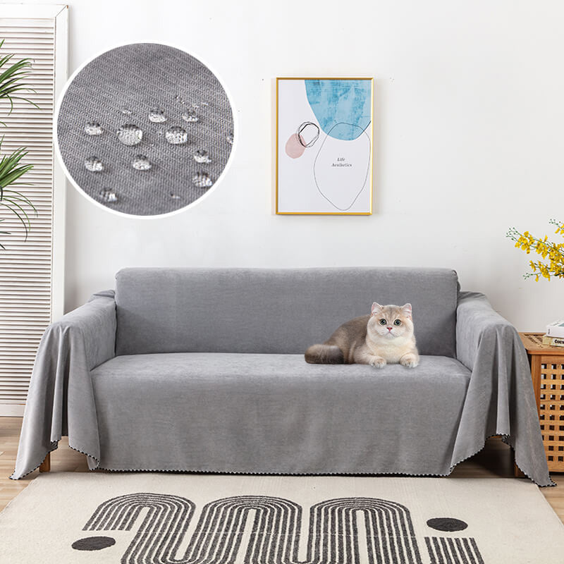 AquaCord Luxe – Waterproof Non-Slip Sofa Throw with Jacquard Edge