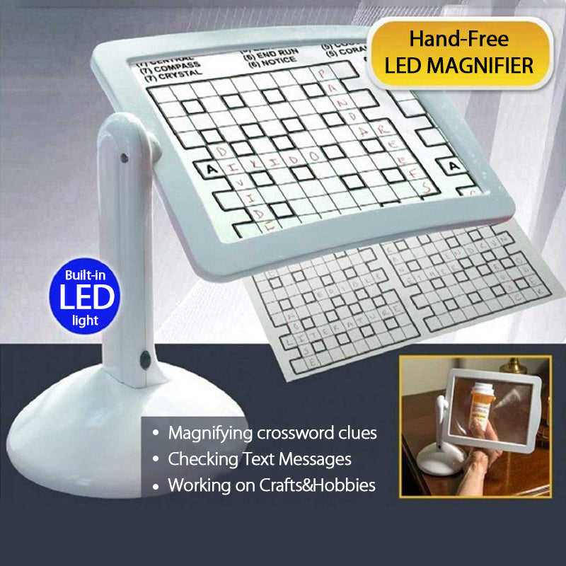 LED Desktop Magnifier Stand 3X Hands-Free Magnifying Glass