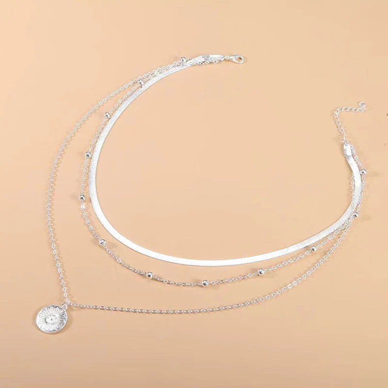 Triple Layer Sterling Silver Necklace