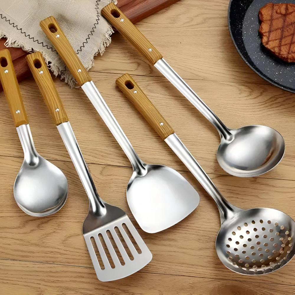 Chefévo – Luxury Kitchen Set of Stainless Steel with Wooden Grip
