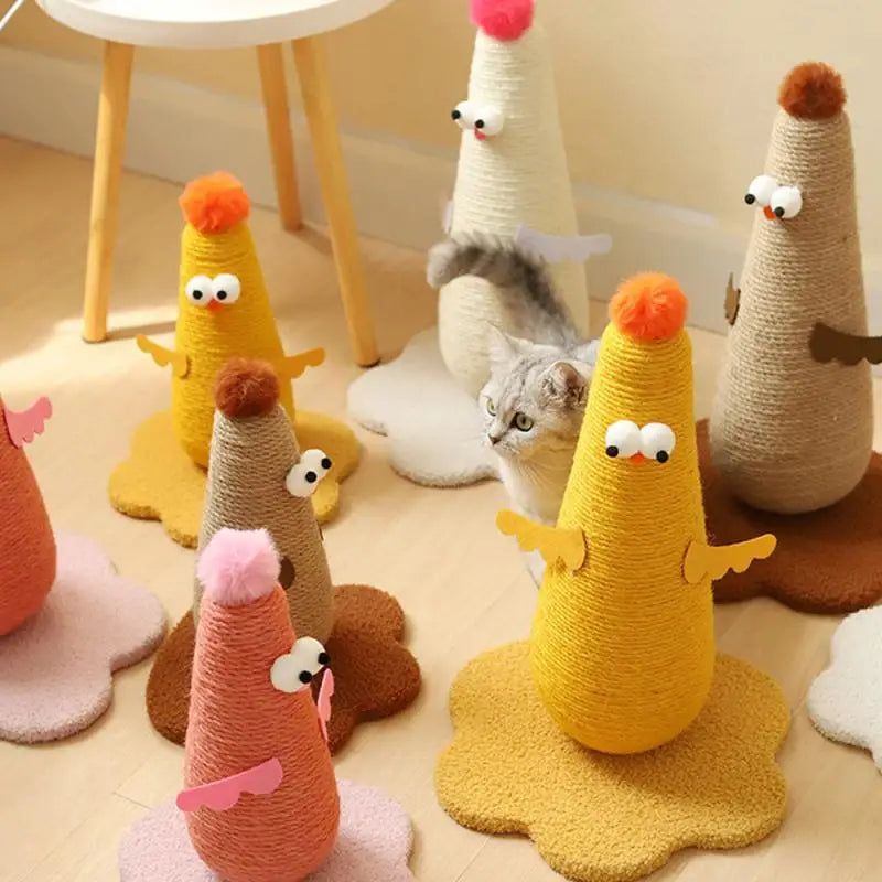 CluckScratch – Sisal Cat Scratching Post with Playful Chicken Design