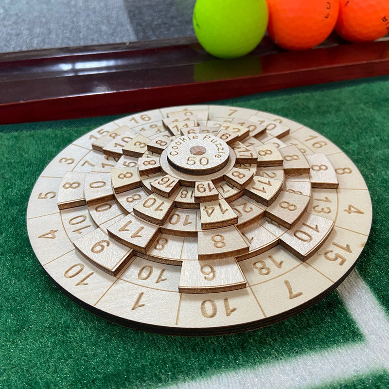 Precision Wooden Number Ring Puzzle – Rotating Logic Brain Teaser