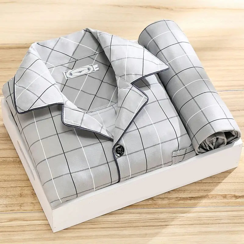 Men's Button-Up Pajama Set Breathable Sleepwear