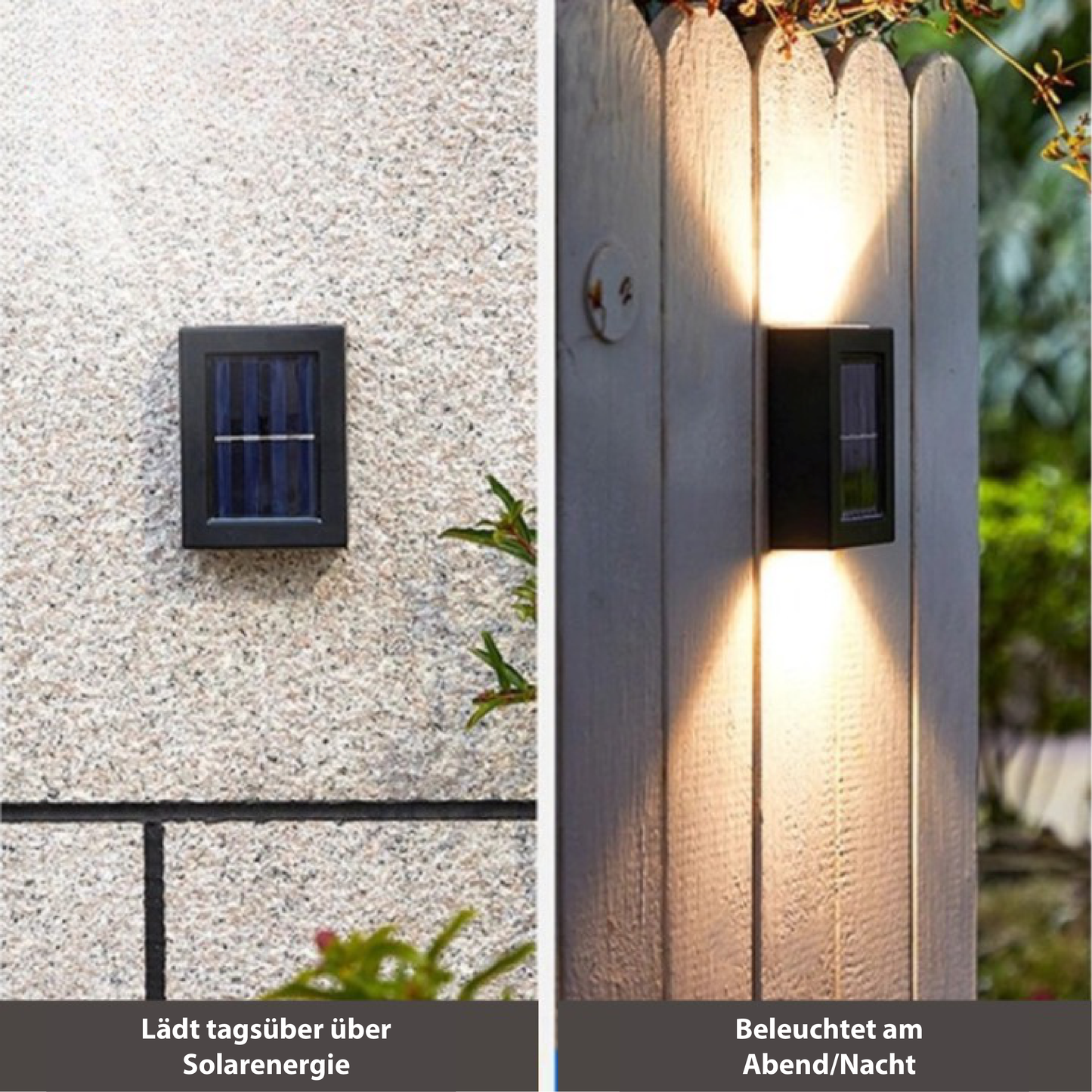 SolarGlow™ LED Solar Wall Lights – Wireless, Weatherproof Outdoor Lighting
