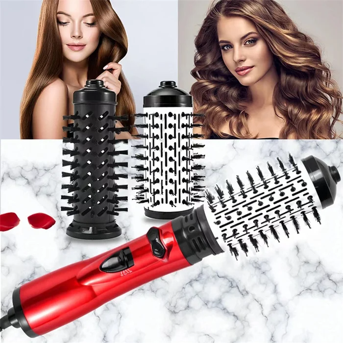 2-in-1 Rotating Hot Air Brush Hair Dryer
