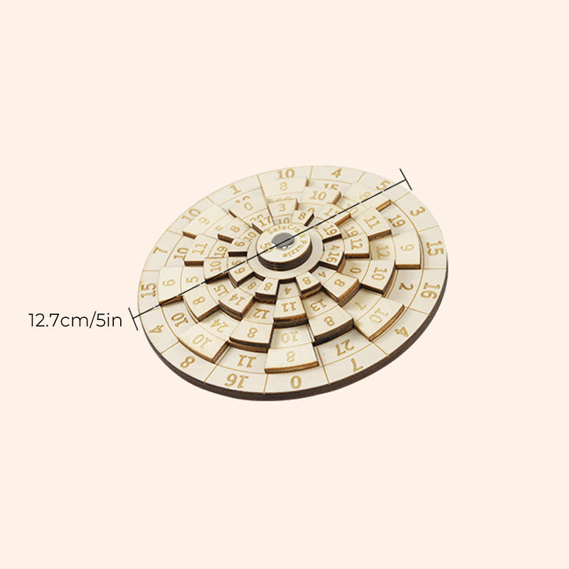Precision Wooden Number Ring Puzzle – Rotating Logic Brain Teaser