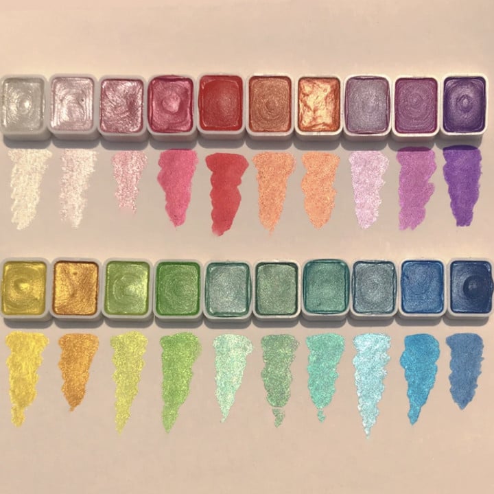 20 Color Watercolor Paint Set With Shimmer Pigments