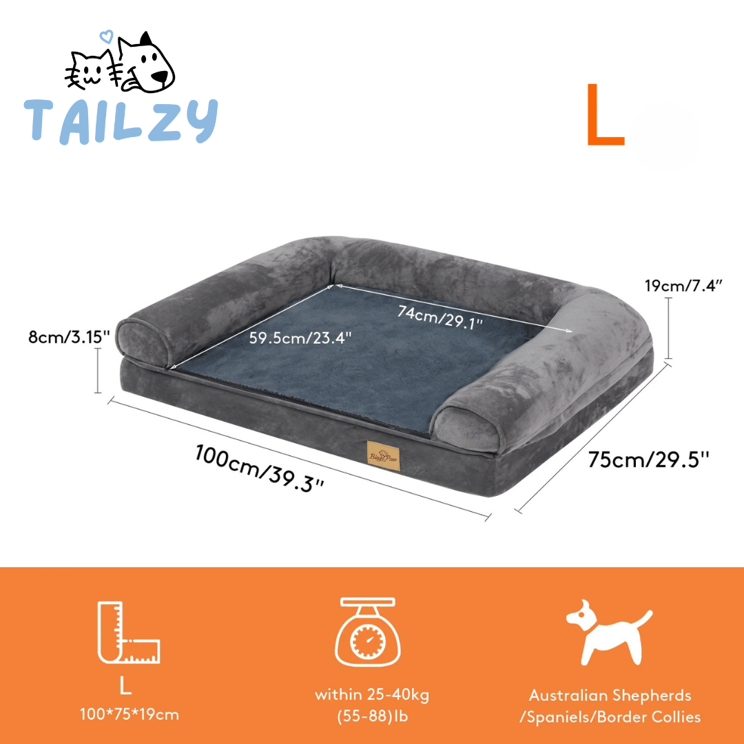 XL Orthopedic Dog Bed™ – Waterproof Sofa-Style Bolster Bed with Washable Cover