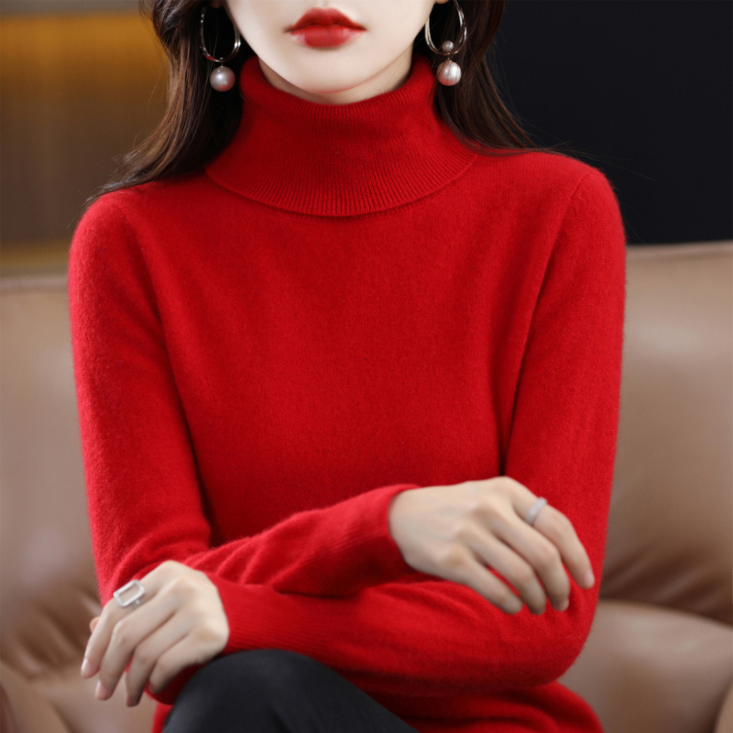 Elena™ Women’s Cashmere Turtleneck Sweater – Winter Luxury Edition