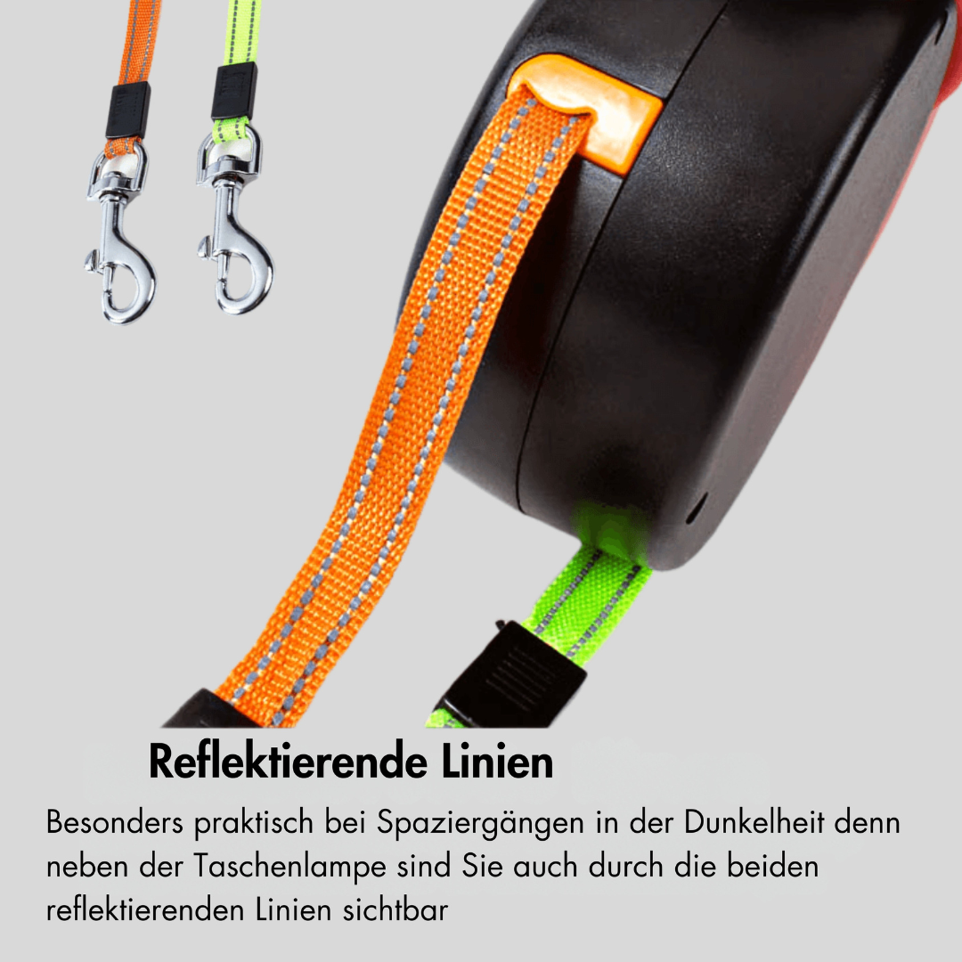 DualControl Retractable Dog Leash with Flashlight