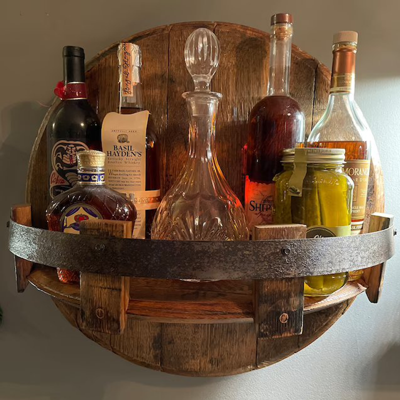 Rustic Barrel Style Wall Wine & Whiskey Bottle Rack