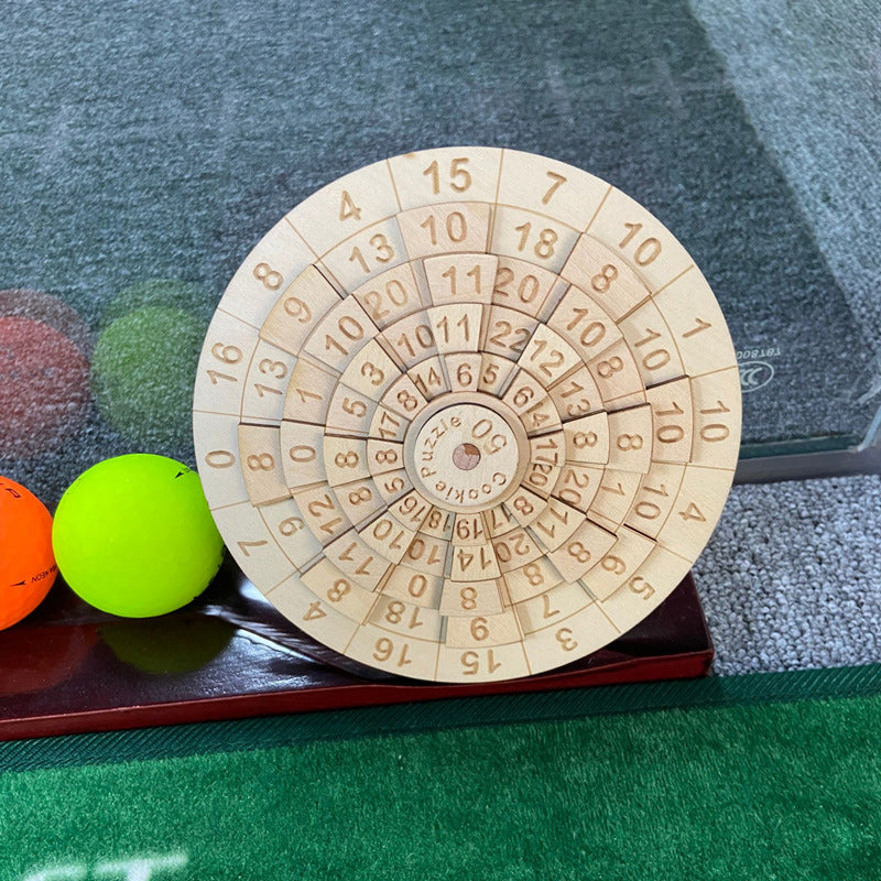 Precision Wooden Number Ring Puzzle – Rotating Logic Brain Teaser