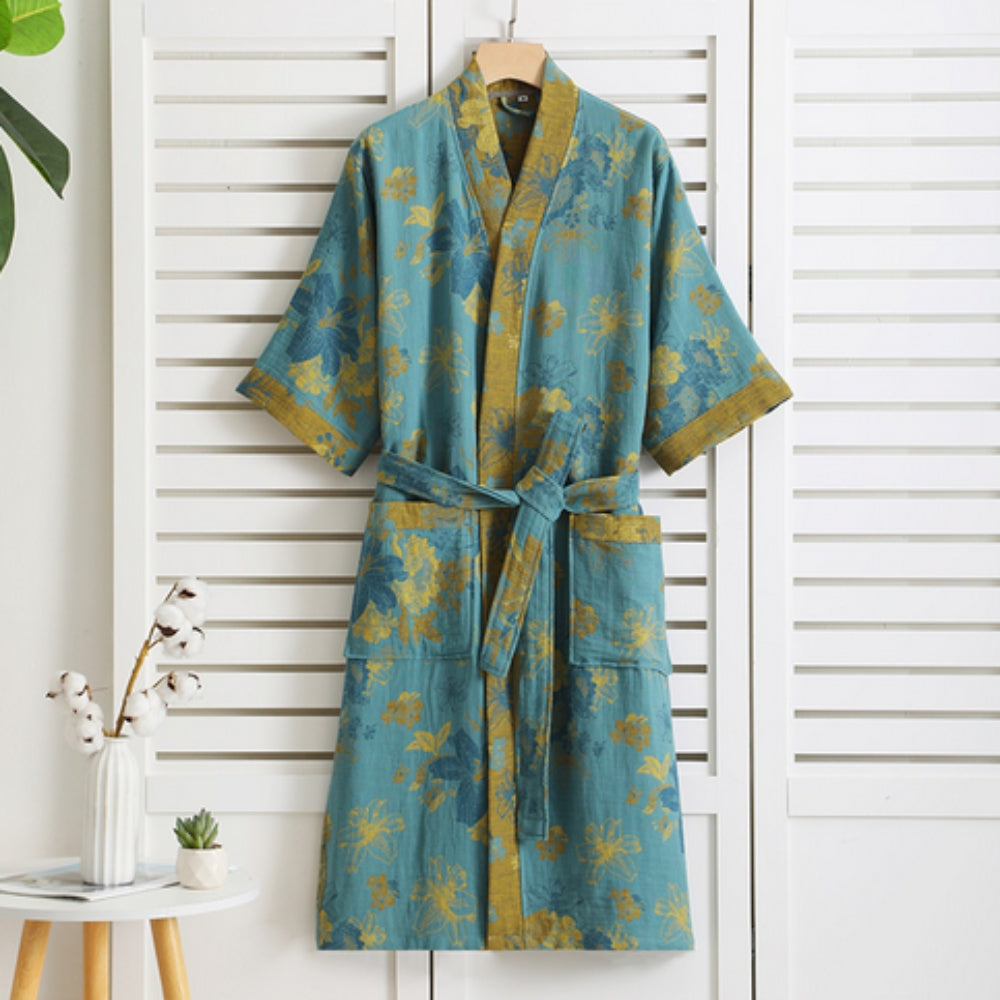 Rosewood Charm – Luxe Cotton Bathrobe with Timeless Elegance