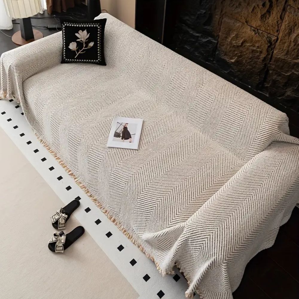 LumiWeave Herringbone Sofa Cover – Luxe Microfiber, Non-Slip & Washable