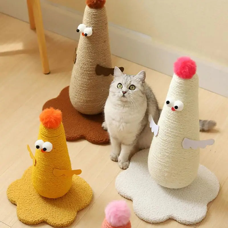 CluckScratch – Sisal Cat Scratching Post with Playful Chicken Design