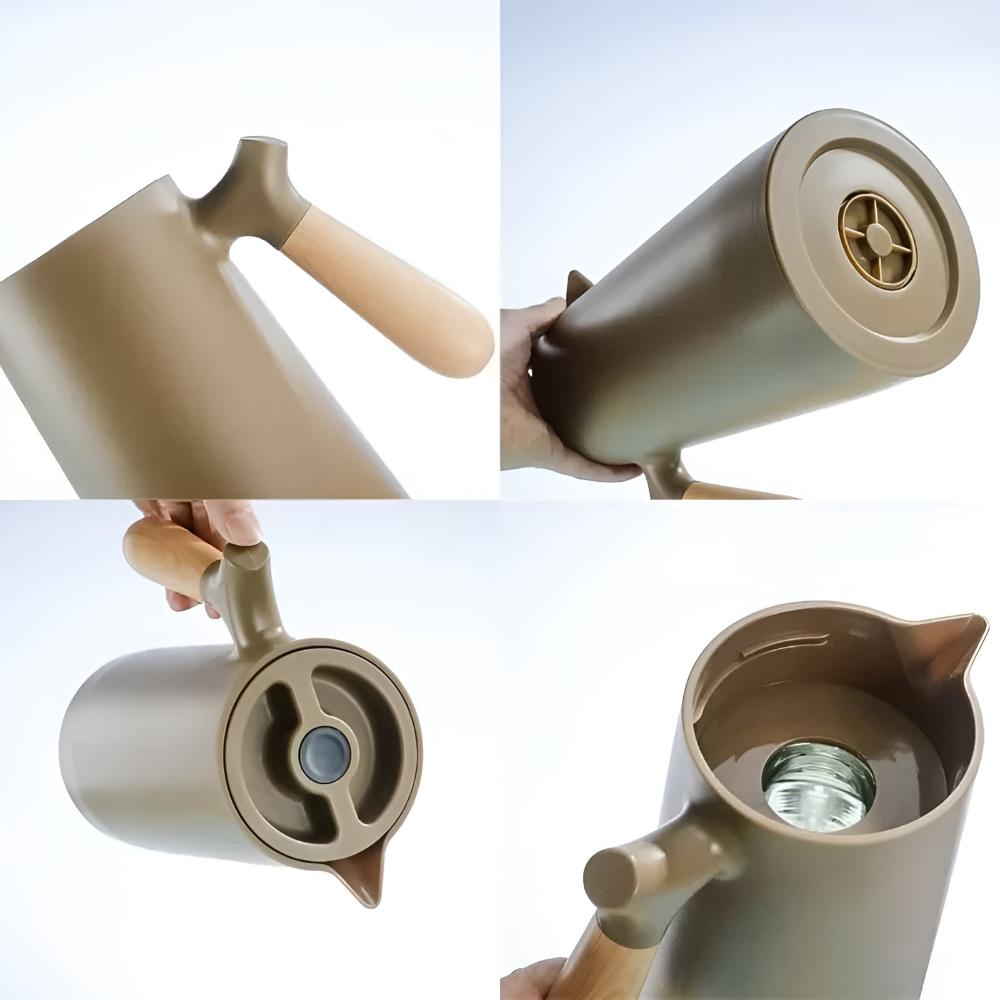 NordicTherm Insulated Carafe – Stainless Steel with Wooden Handle