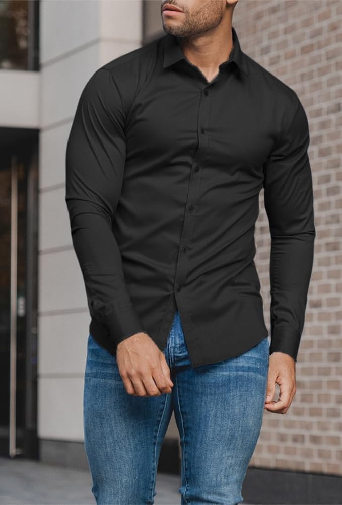 David Slim-Fit Wrinkle-Free Stretch Shirt for Men
