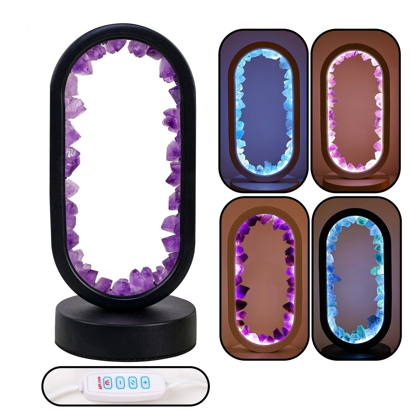 Natural Amethyst Crystal Ambient Table Lamp